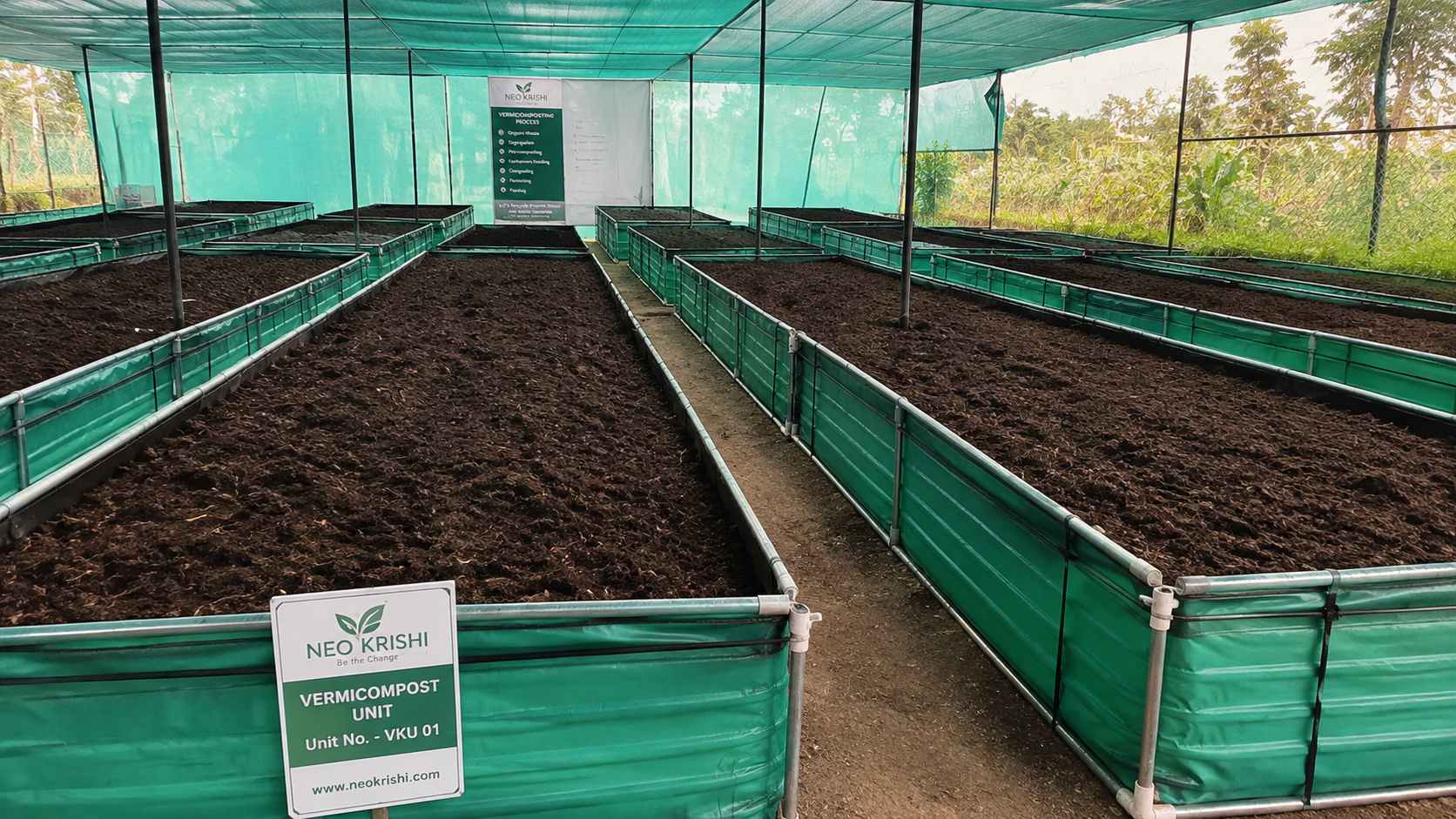Vermicomposting beds in action